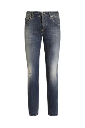 Dolce & Gabbana DISTRESSED PLAQUE DENIM JEANS Size: 52, colour: BL