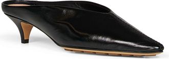 Bottega Veneta Womens Mule Pumps Vesta Black Shiny Leather Calf Mules Sandal