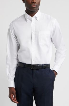 Nordstrom Traditional Fit Cotton Oxford Non-Iron Dress Shirt in White Royal Oxford at Nordstrom, Size 16.5