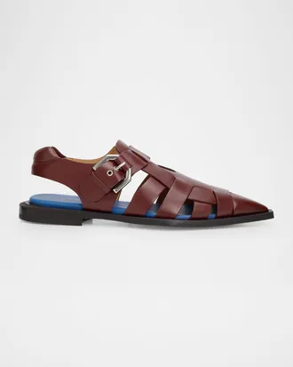 Lanvin Men & apos;s Leather Pointed-Toe Gladiator Sandals