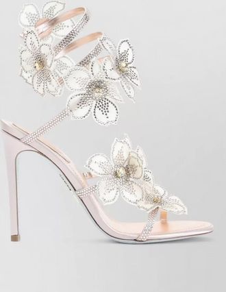 Rene Caovilla sandals open toe floral embellishments strappy design