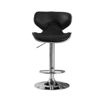 Netfurniture Polsode Bar Stool PU Chrome & Black (2s)