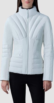 Mackage Alma Smocked Panel Down Jacket in White at Nordstrom, Size Large
