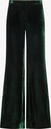 Serena Bute Velvet Flare Trouser - Dark Green