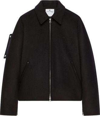 Courr&egrave;ges Cropped Padded Wool Silk Jacket