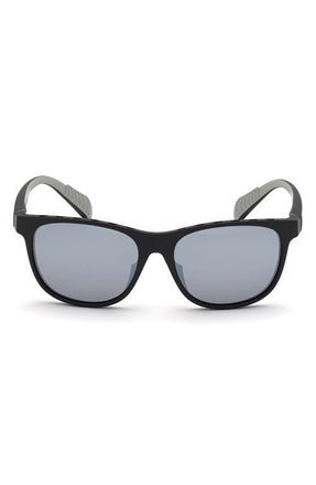adidas 55mm Round Sunglasses in Matte Black /Smoke Mirror at Nordstrom