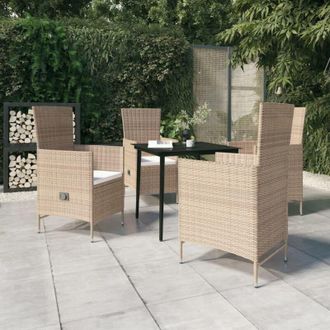 vidaXL Juego De Comedor De Jard&iacute;n 5 Piezas Con Cojines Beige Vidaxl
