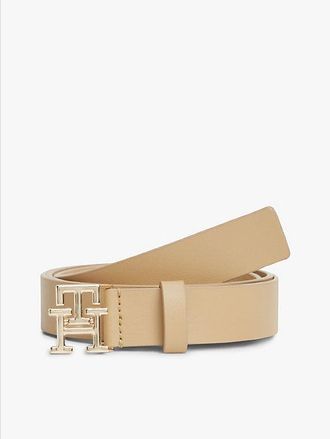 Tommy Hilfiger TH Monogram Plaque Buckle Leather Belt