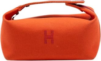 Herm&egrave;s Pre-owned Mini Bags, female, Orange, Size: ONE SIZE Pre-owned Canvas Pouch