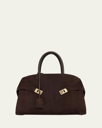 Ferragamo Hug Suede Corduroy Top-Handle Bag