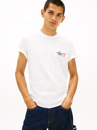 Tommy Jeans T-Shirt TOMMY JEANS TJM SLIM FIT SIGN CHEST, Herren, Gr. XXL, ecru, Single Jersey, Obermaterial: 100% Baumwolle, unifarben, slim fit normal, Rundhals,