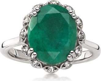 Ross-Simons Emerald Ring With. White Topaz in Sterling Silver