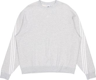 adidas Mens adidas originals Side Stripe Loose Round Neck Pullover Gray FM1520