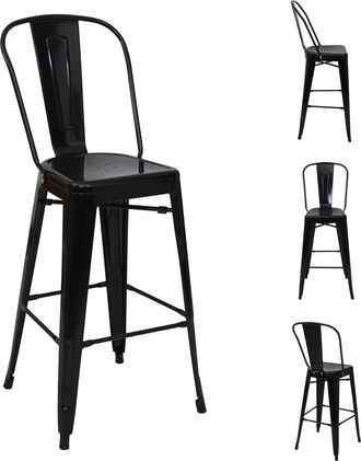 Hhg Hhg - Non Utilizzato] Set 4x Sedie Sgabelli Da Bar 866 Design Moderno Metallo Nero