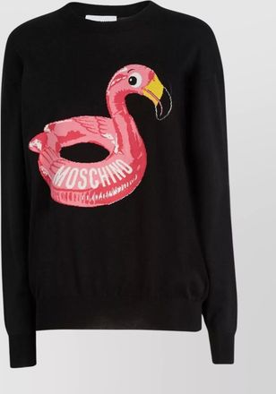 Moschino cotton knitwear flamingo graphic