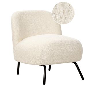 Beliani Beliani - Sill&oacute;n De Boucl&eacute; Sin Reposabrazos De Estilo Retro Para Sala De Estar Blanco Crema Kumla