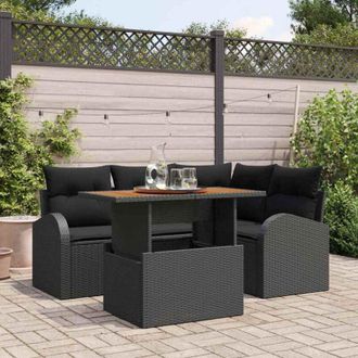 vidaXL Conjunto De Sof&aacute; De Jard&iacute;n 5 Pcs Negro 100 X 55 X 73 Cm Vidaxl