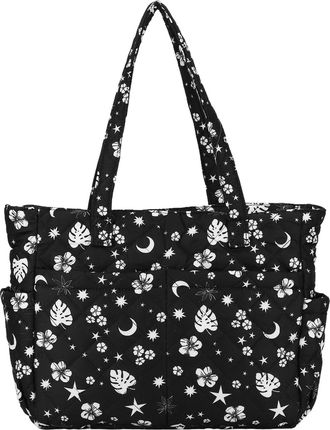 Generic Women Floral Cotton-Padded Tote Shoulder Bag Large Capacity Daily Use(Star Moon) (style1)