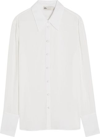 Tory Burch Semi-sheer Crepe-georgette Shirt - Cream - 12 (UK16 / XL)