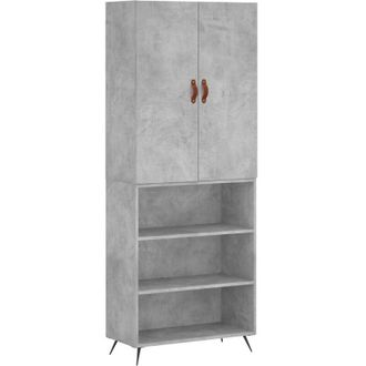 vidaXL Aparador Alto Madera Contrachapada Gris Hormig&oacute;n 69,5x34x180 Cm Vidaxl