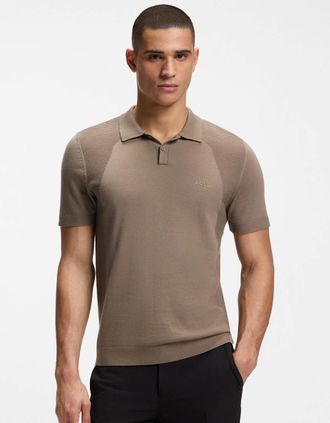 HUGO BOSS Mens BOSS Green Momentum-Lite Mens Short Sleeve Polo Shirt - Light/Pastel Green 334 - Tan - Size: 42
