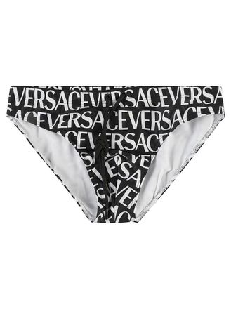 Versace Black Logo-print Swimming Trunks