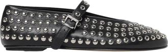Liviana Conti Schoenen, Dames, Zwart, 36 EU, Leer, Zwarte Leren Ballerinas met Noppen