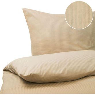 Beliani Conjunto De Fundas De Algod&oacute;n Beige Arena Edred&oacute;n Funda De Almohada 155 X 220 Cm Moderno Dormitorio Avondale