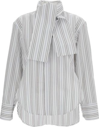 Plan C Multicolor Cotton Poplin Scarf Shirt