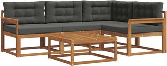 vidaXL Conjunto De Sof&aacute;s De Exterior 5 Uds. Natural Y Antracita Vidaxl