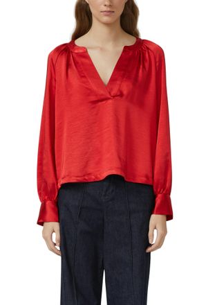 s.Oliver Satinbluse S.OLIVER, Damen, Gr. 34, salsa rot, Web, Obermaterial: 100% Polyester, unifarben, l&auml;ssig geschnitten h&uuml;ftbedeckend, V-Ausschnitt, Blusen Sa