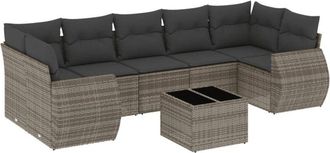 vidaXL Vidaxl - Set De Sof&aacute;s De Jard&iacute;n 8 Pzas Y Cojines Rat&aacute;n Sint&eacute;tico Gris