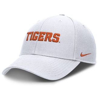 Nike Clemson On-Field Rise Gameday Nike Mens Dri-FIT College Trucker Adjustable Hat in White | NC9410ACLN-ZU5