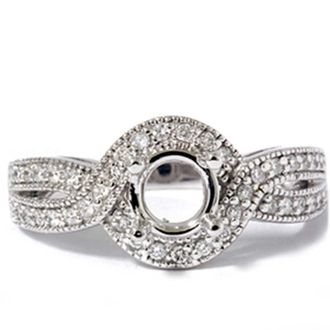 Pompeii3 1/3ct Vintage Diamond Semi Mount Engagement Ring Setting Size Selectable