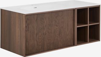 Sklum Conjunto De Mueble De Ba&ntilde;o 120x50 Cm Suspendido En Madera Con Lavabo Integrado Endika Sklum