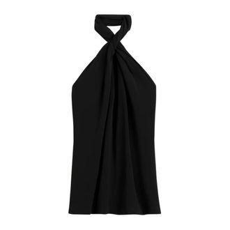 Toteme Twisted Jersey Halter Top - female - Tot&ecirc;Me - Sleeveless Tops - Black - XS - Tops