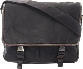Prada Pre-owned Cross Body Bags, male, Black, Size: ONE SIZE Pre-owned Canvas Leather Shoulder Bag