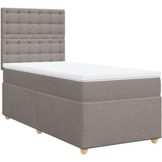 vidaXL Cama Box Spring Con Colch&oacute;n Tela Gris Taupe 90x200 Cm Vidaxl
