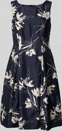 Christian Berg Cocktail Knielanges Cocktailkleid mit Rundhalsausschnitt in Dunkelblau, Gr&ouml;&szlig;e 34