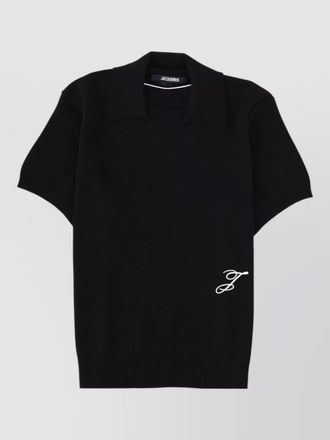 Jacquemus short sleeve knit top embroidered detail
