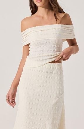 ASTR the Label Off the Shoulder Textured Knit Top in White at Nordstrom Rack, Size X-Large