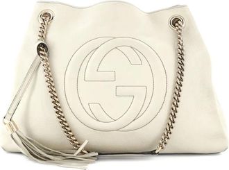 Gucci Soho leren medium schoudertas met kettinghengsel - Beige