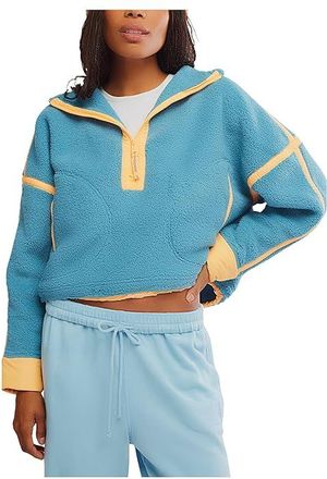 Free People Movement Mountain High 1/2 Zip Womens Coat Celestial Blue : LG (Womens 12-14), Polyester