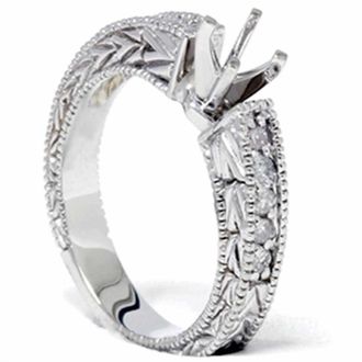 Pompeii3 1/4ct Diamond Engagement Antique Like Ring Setting 14K Size Selectable
