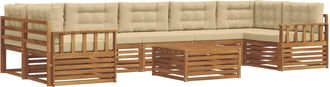 vidaXL Conjunto De Sof&aacute;s De Exterior 8 Uds. Natural Y Beige Vidaxl
