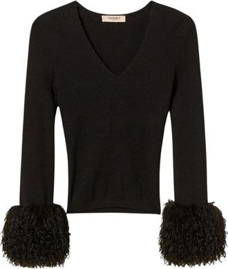 Twinset V-hals Gebreide Kleding - Dames - V-hals truien - Zwart - M - Truien & Vesten