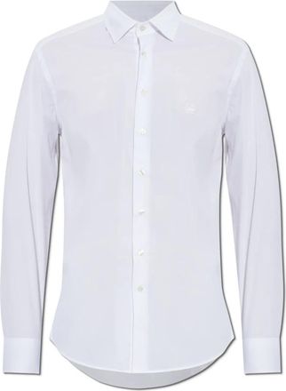 Etro Shirt met geborduurd logo - Heren - Zakelijke Overhemden - Wit - 3XL - Katoen - Overhemden
