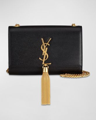 Saint Laurent Kate Small Tassel YSL Wallet on Chain in Grained Leather