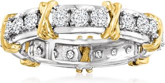 Ross-Simons Diamond X Station Eternity Band in 14kt 2-Tone Gold
