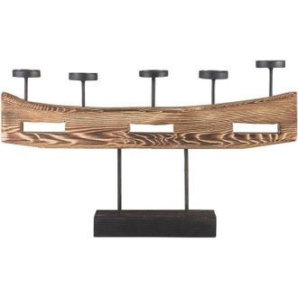 Beliani Wooden Candle Holder Pine Wood and Metal Elements Modern GUATEMALA